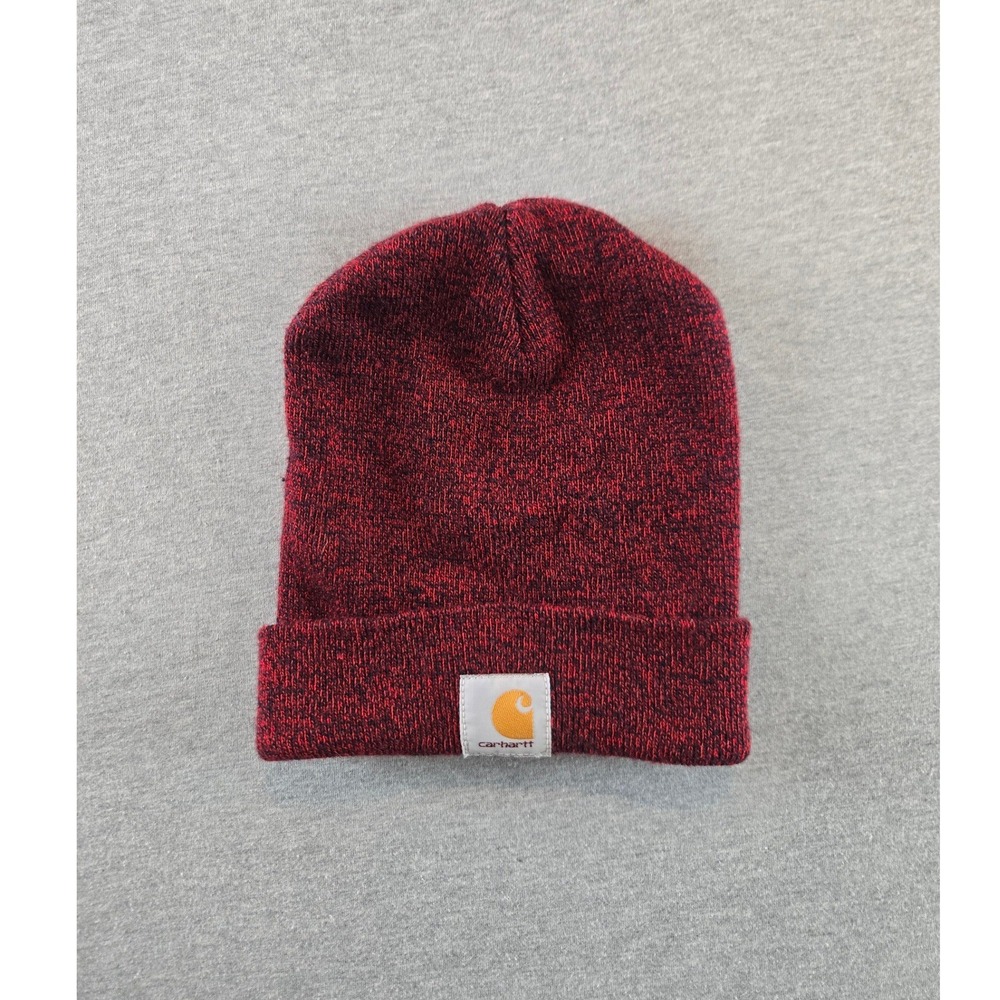 Carhartt Beanie Unisex One Size Red Heather Knit Cuffed Stocking Hat Cap A18 648